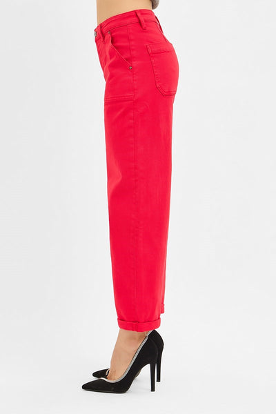 Risen Red HR Ankle Cuffed Barrel Jean