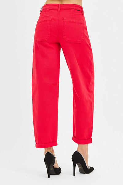 Risen Red HR Ankle Cuffed Barrel Jean