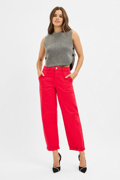 Risen Red HR Ankle Cuffed Barrel Jean