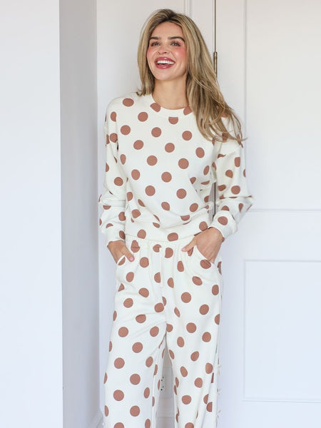 The Lounge Cream/Brown Dot Pullover