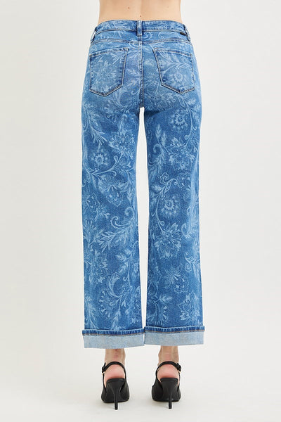 Risen MR Ankle Straight Print Detail Jean