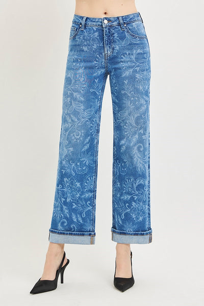 Risen MR Ankle Straight Print Detail Jean