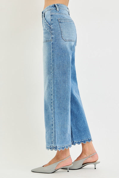 Risen HR Crop Wide Leg With Scallop Jean