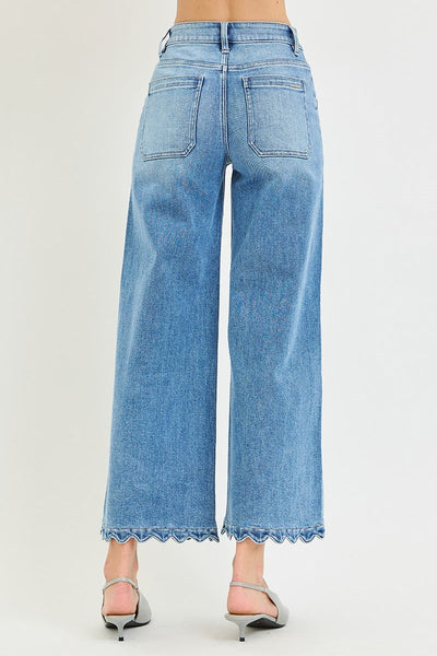 Risen HR Crop Wide Leg With Scallop Jean
