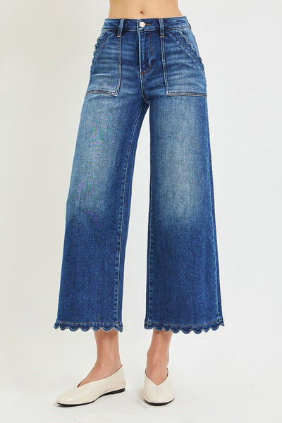 Risen HR Crop Wide Leg With Scallop Jean