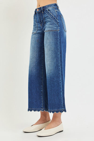 Risen HR Crop Wide Leg With Scallop Jean
