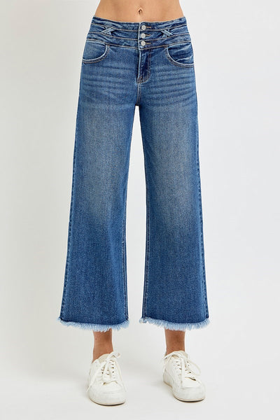 Risen HR Crop Wide w/Wide Band Detail Jean