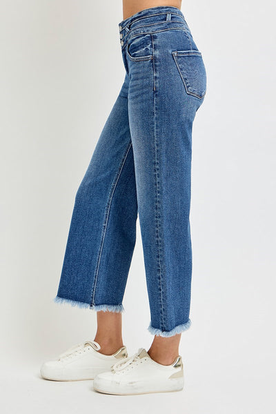 Risen HR Crop Wide w/Wide Band Detail Jean