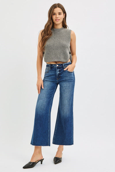 Risen MR Crop-Crop Raw Hem Wide Jean