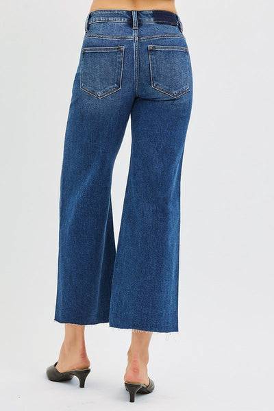 Risen MR Crop-Crop Raw Hem Wide Jean