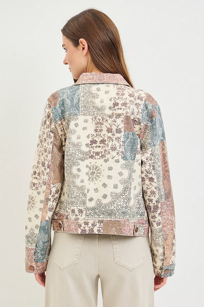 Risen Paisley Print Denim Jacket