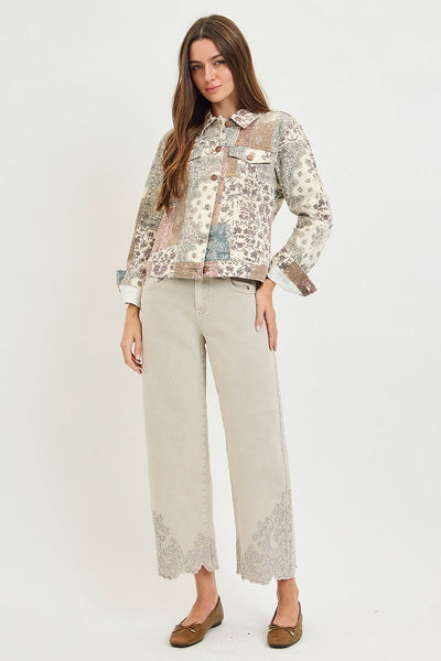 Risen Paisley Print Denim Jacket