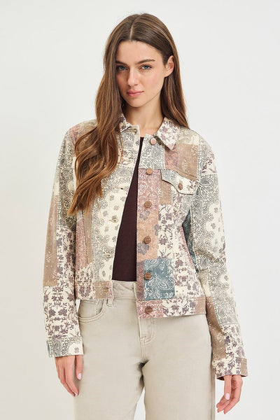 Risen Paisley Print Denim Jacket