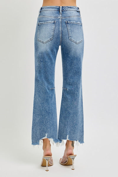Risen HR Crop Straight Distressed Hem Jean