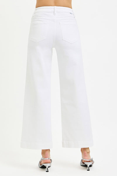 Risen White TC HR Crop Wide Jean