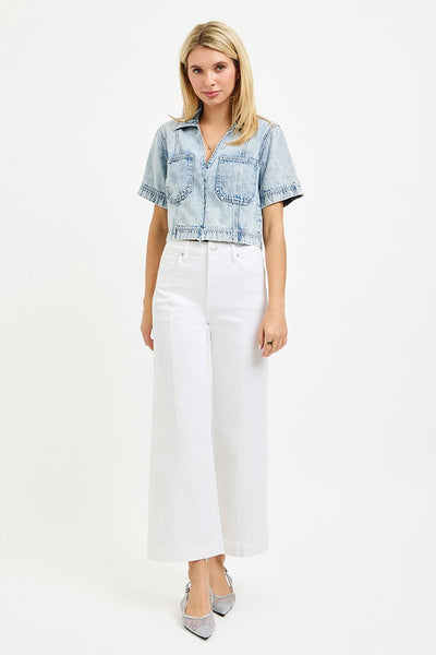 Risen White TC HR Crop Wide Jean