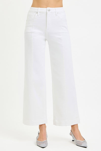 Risen White TC HR Crop Wide Jean