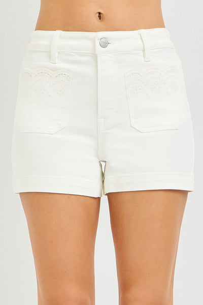 Risen HR Scalloped Eyelet Embroidered Pocket Short