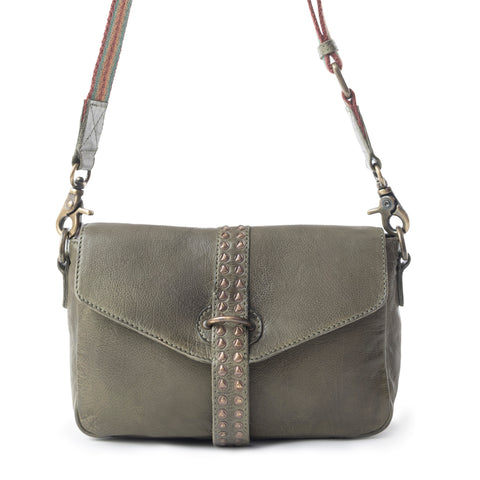 Myra Pine Cone Leather Bag In Olive