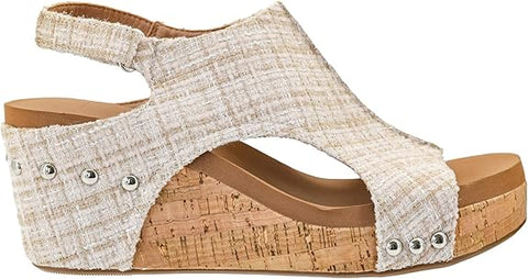 Corkys Carley Wedge in Sand Tweed