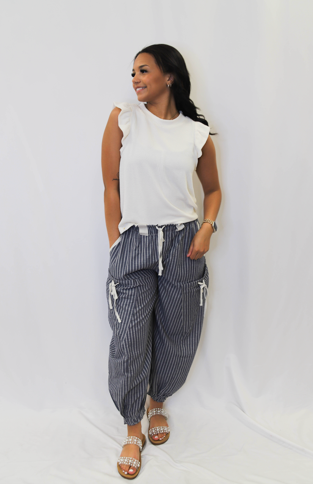 Ribbed Ruffle Sleeve Tank by Simply Southern