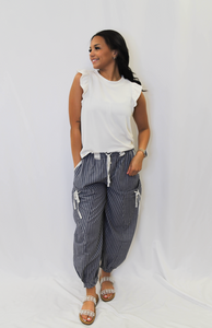 Ribbed Ruffle Sleeve Tank by Simply Southern