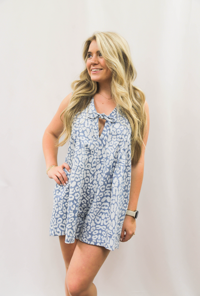 Leopard Print Denim Romper