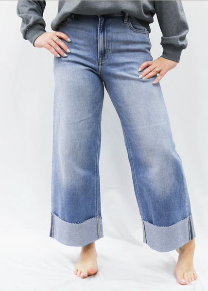 Hidden HR Nori Wide Leg Cuffed 4" Hem Jean