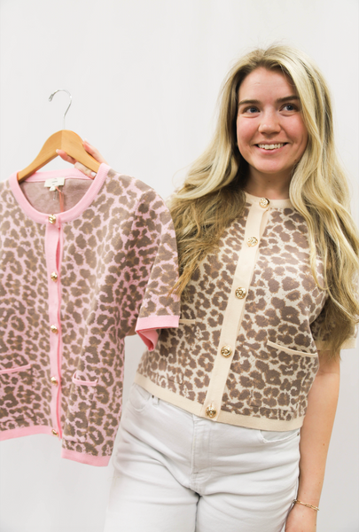 Leopard Short Sleeve Sweater