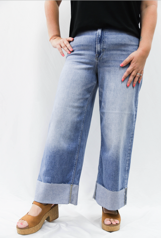 Hidden HR Nori Wide Leg Cuffed 4" Hem Jean