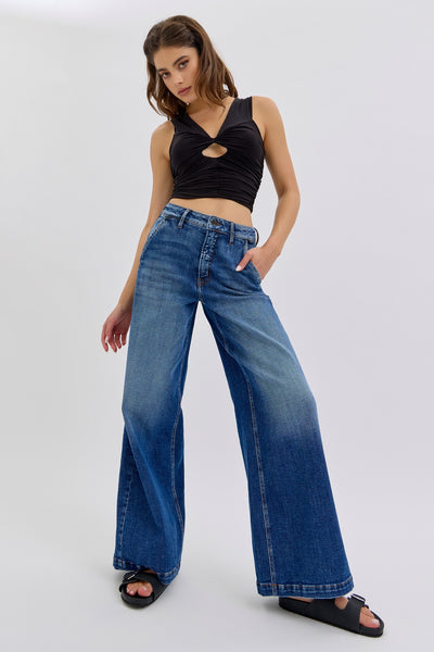 Cello Wide Leg Jean w/Slanted Pocket