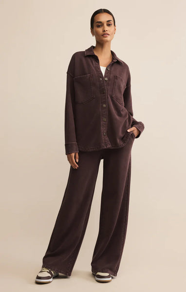 Z Supply All Day Knit Jacket in Chocolate Cherry
