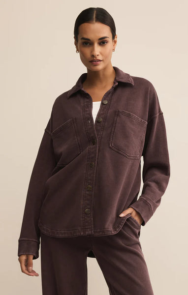 Z Supply All Day Knit Jacket in Chocolate Cherry
