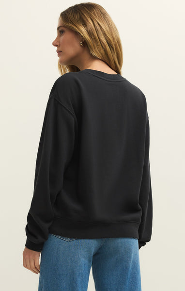 Z Supply La Playa Boyfriend Sweatshirt In Black Sand