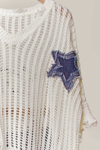 Distressed Star Pullover