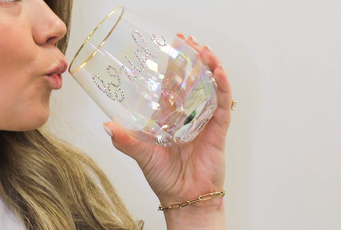 Stemless Wine Glass-Rhinestone Bride