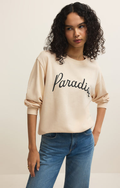 Z Supply Paradise Boyfriend Sweatshirt In Linen