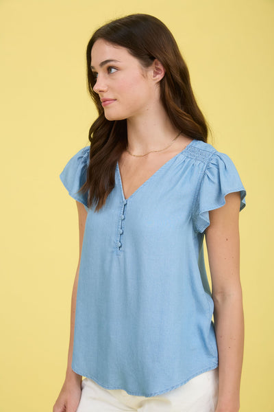 Chambray Flutter Top