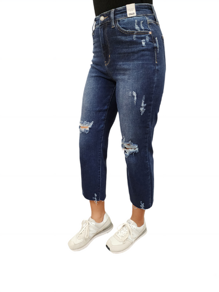 Judy Blue HW Knee Destroy Crop Wide Leg