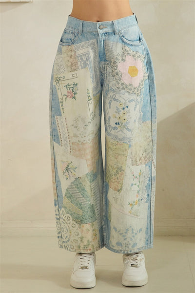 Printed Patch Straight Jean