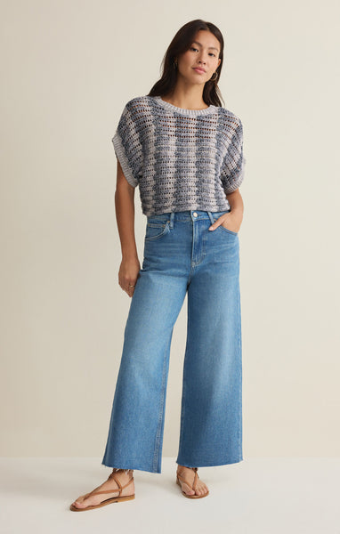 Z Supply Calypso Blue Indigo Ballast Crochet Stripe Top