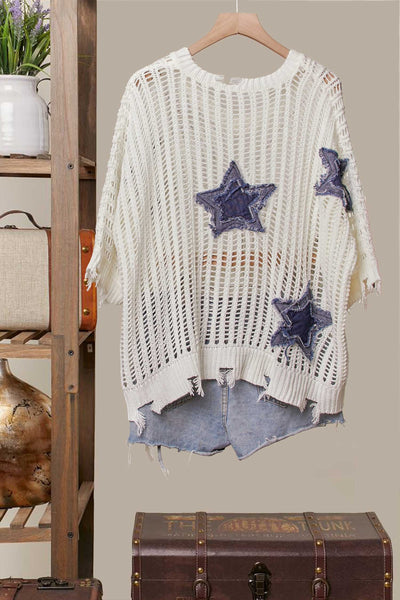 Distressed Star Pullover