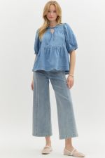 Denim Bow Top