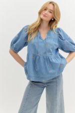 Denim Bow Top