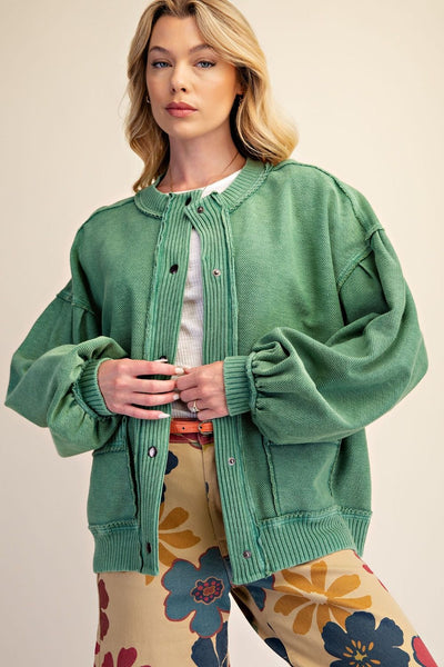 Button Down Terry Jacket