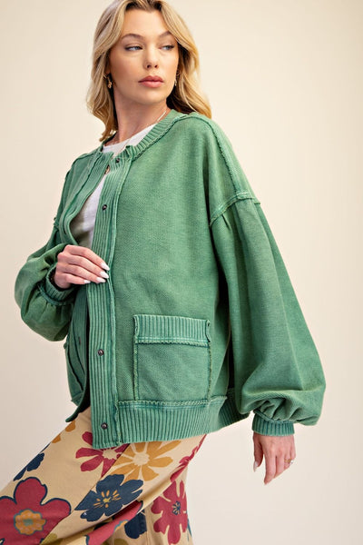 Button Down Terry Jacket