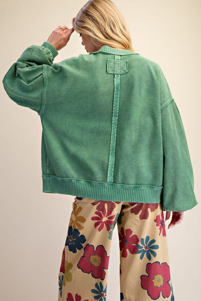 Button Down Terry Jacket