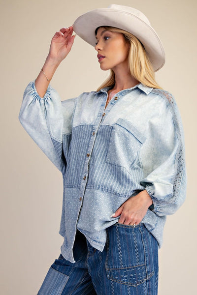 Mixed Denim Top