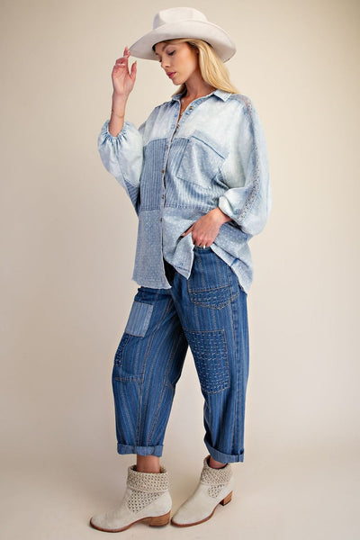 Mixed Denim Top