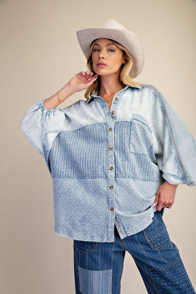 Mixed Denim Top
